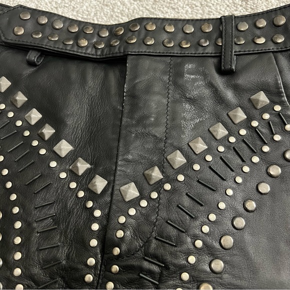 One Teaspoon Diamond Reflections Studded Black Leather Shorts - Picture 2 of 6